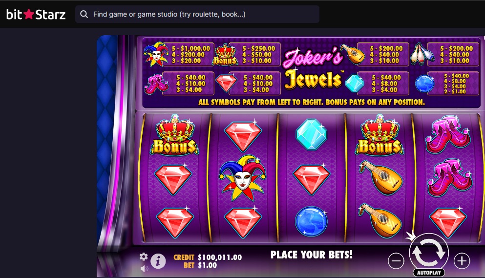 Tragaperras Joker Jewels en BitStarz Casino